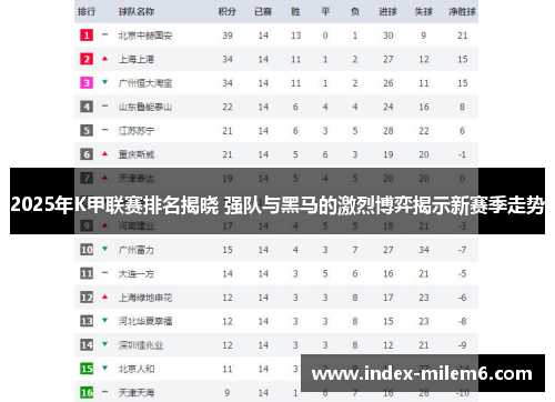 2025年K甲联赛排名揭晓 强队与黑马的激烈博弈揭示新赛季走势