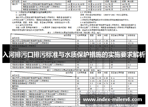 入河排污口排污标准与水质保护措施的实施要求解析