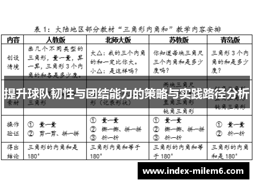 提升球队韧性与团结能力的策略与实践路径分析